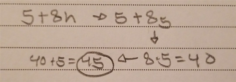 When Debbie baby-sits, she charges $5 to go to the house plus $8 for every hour she-example-1