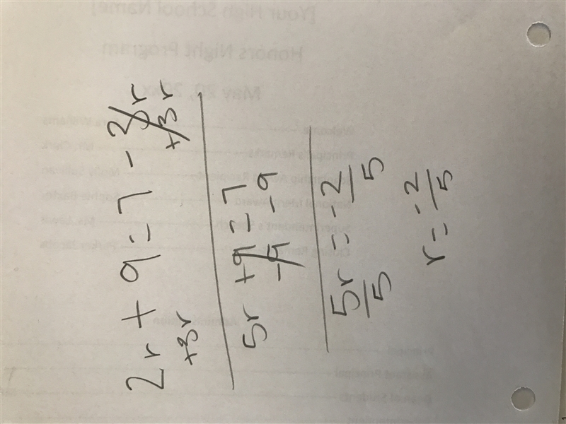 Solve r 2r + 9 = 7 - 3r-example-1