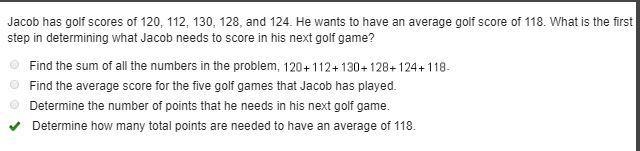 Jacob has golf scores of 120, 112, 130, 128, and 124. He wants to have an average-example-1