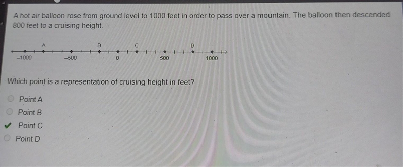 A hot air balloon leaves the ground and rises to an elevation of 1,100 feet. During-example-1