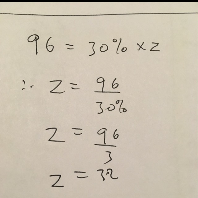 Use an equation to solve. 96 is 30% of what number? 320 317 320.5 322-example-1