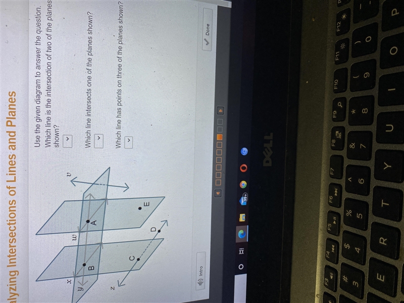 Use the given diagram to answer the question which line is the intersection of two-example-1