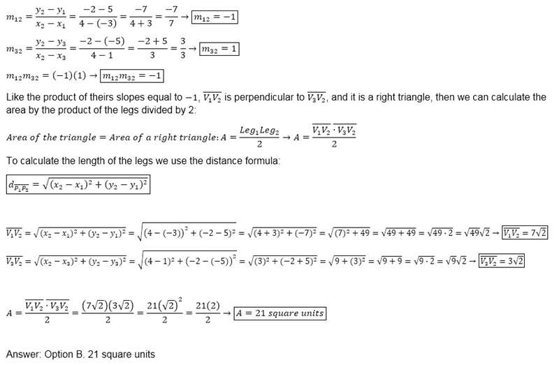 Find the coordinates of the vertices of the triangle and compute the area of the triangle-example-2