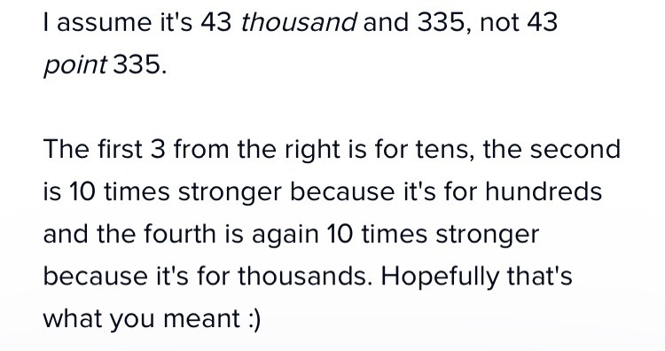 What can you say about the 3s in the 43,335?-example-1