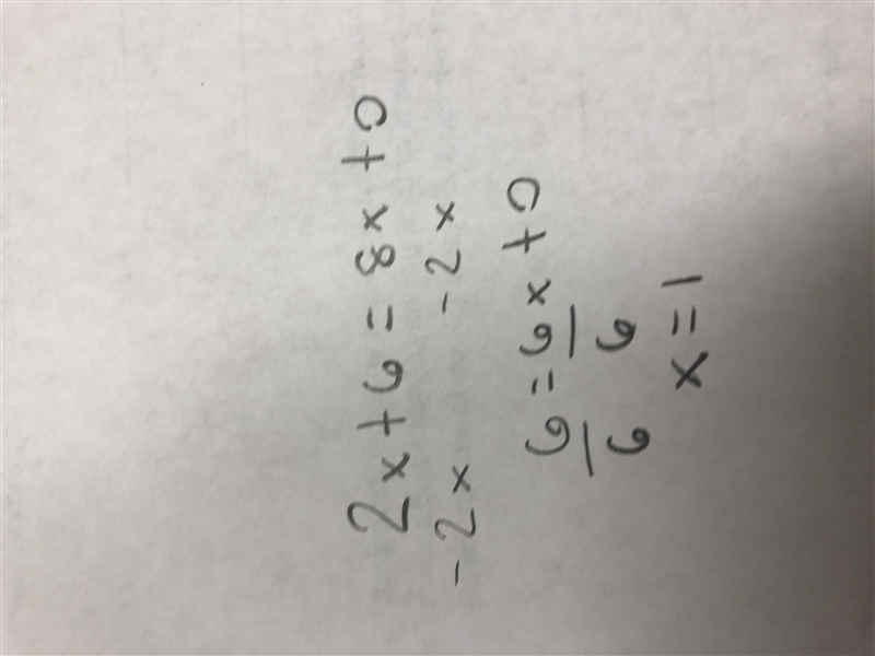 Can someone help me 2x+6=8x+0-example-1