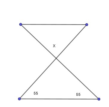 Find the measure of angle x in the figure below: (1 point) Two triangles are shown-example-1