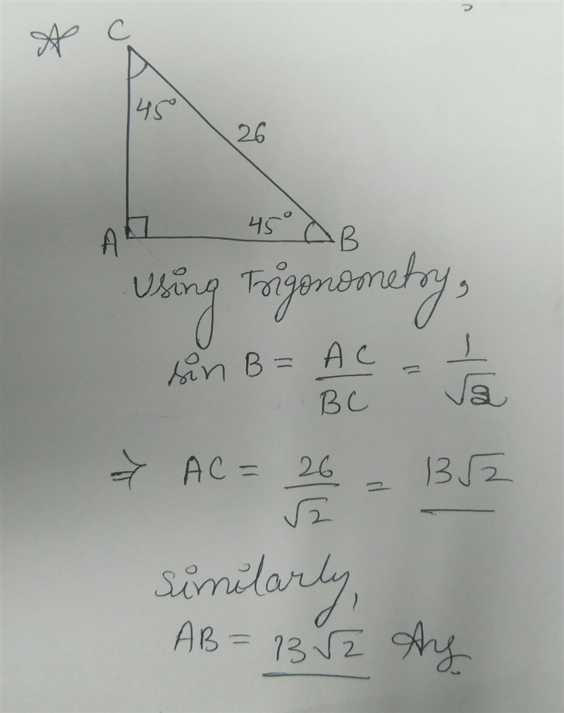 What is the length of each leg of the triangle below ?-example-1