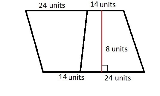 Harvey is finding the area of a figure that can be divided into 2 equal trapezoids-example-1