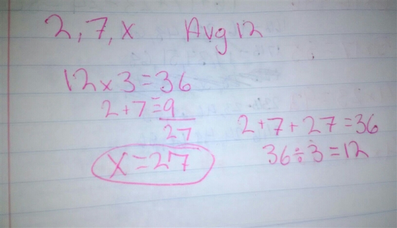 If the average (arithmetic mean) of 2, 7, and x is 12, what is the value of x?-example-1