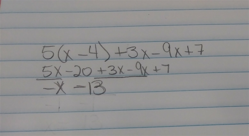 5(x-4)+3x-9x+7 rewrite subtraction as addition-example-1