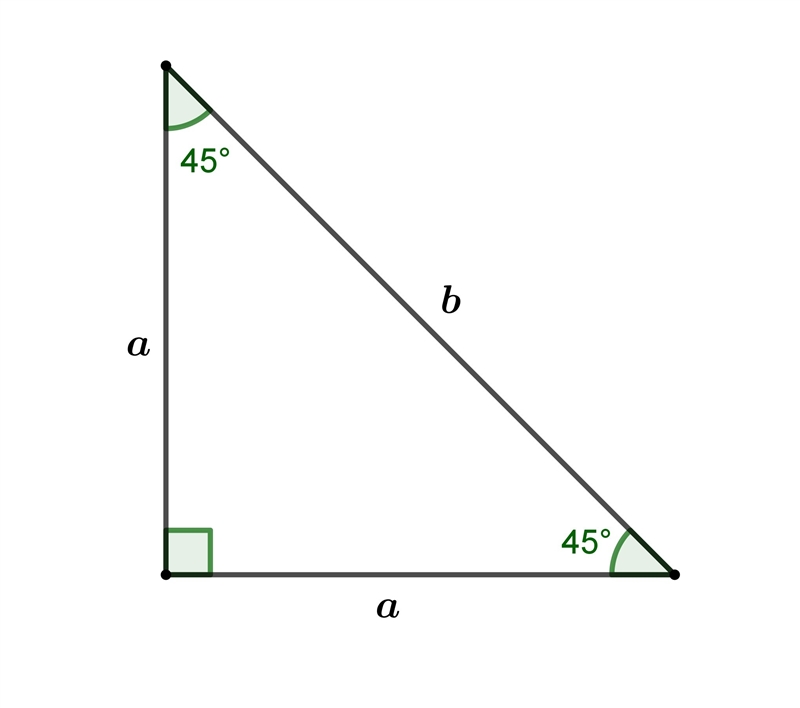 The area of a right angle is 50. One of its angles is 45 degrees. Find the lengths-example-1