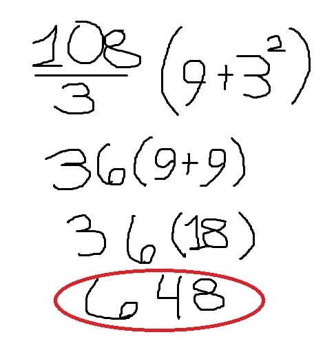 Evaluate: 108/3(9+3^2)-example-1