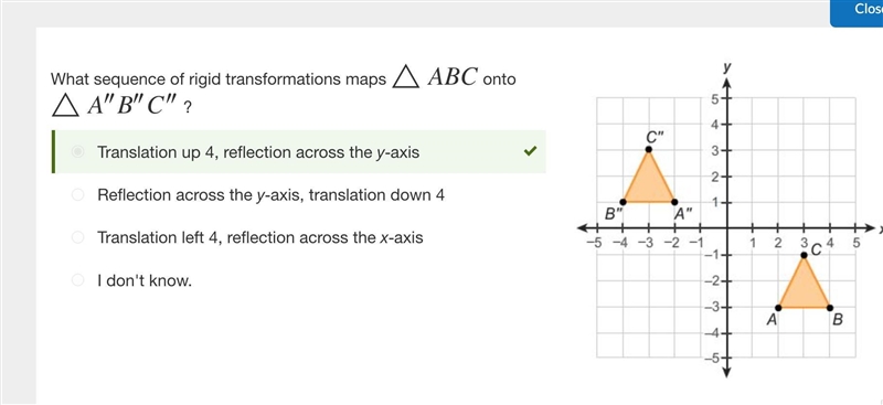 Which statement explains why △ABC is congruent to △A′B′C′ ? You can map △ABC onto-example-1