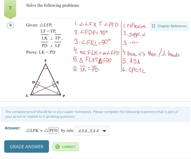 URGENT PLEASE Given: ΔLFP, LF = FP LK ⊥ FP , PD ⊥ LF Prove: LK = PD-example-1