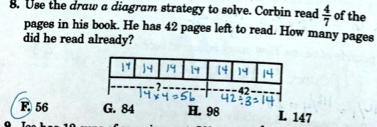 Corbin read 4/7 of the pages in his book. He has 42 pages left to read. How many pages-example-1