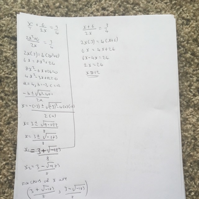 Solve .x+6/2x=3/4 Show all work.-example-1