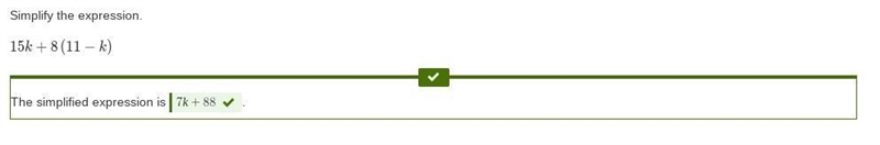 Simplify the expression. 15k+8(11−k)-example-1