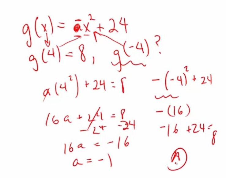 For the function g defined below, a is a constant and g(4)=8. What is the value of-example-1