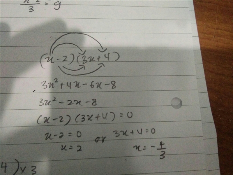 multiply (x-2)(3x+4) using the distributive property. select the answer choice showing-example-1