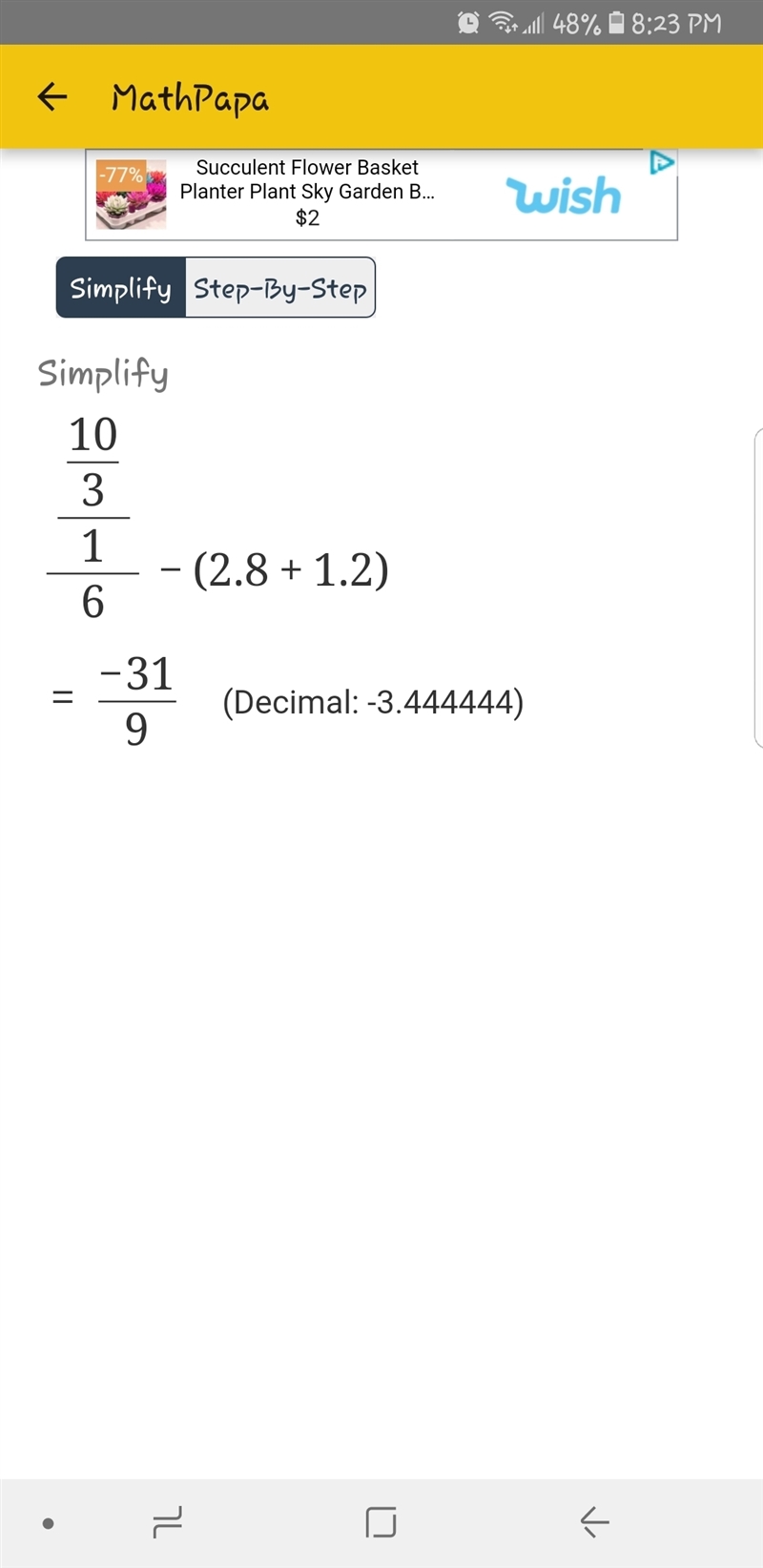 10/3 / 1/6 - (2.8 + 1.2)-example-1