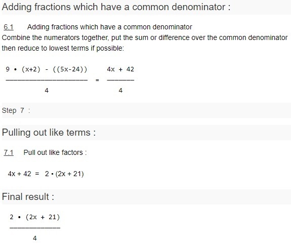 3/4(3x+6)−1/4(5x−24) x has no value, I just need help simplifying, thanks :)-example-3