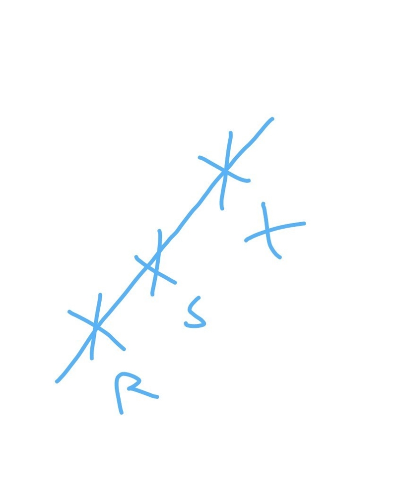 Draw a set of collinear points R,S and T-example-1