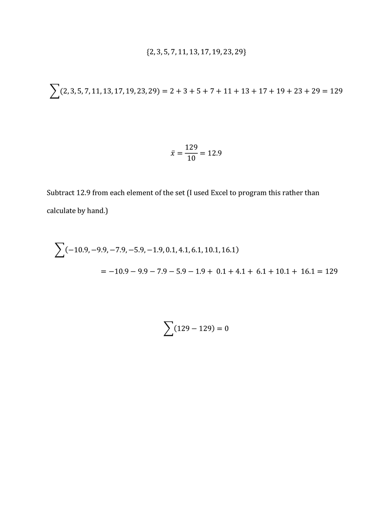 Find the mean(x) of the first ten prime number and hence show that sigma( x1 - x)= 0-example-1