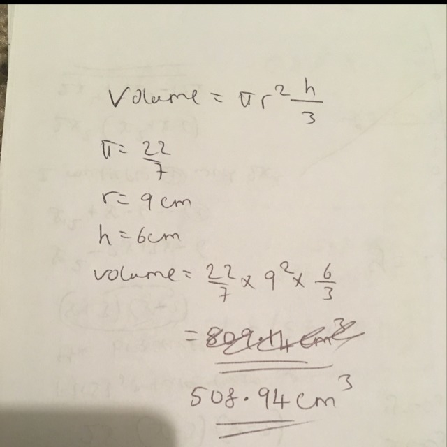 What is the exact volume of the cone?-example-1