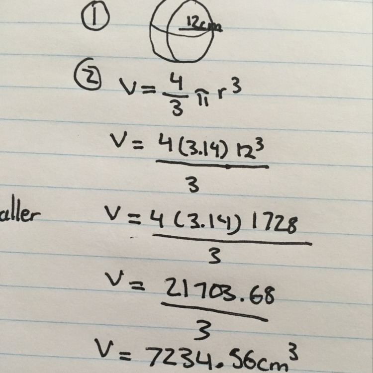 A sports ball has a diameter of 12 cm. Find the volume of the ball. Round your answer-example-1