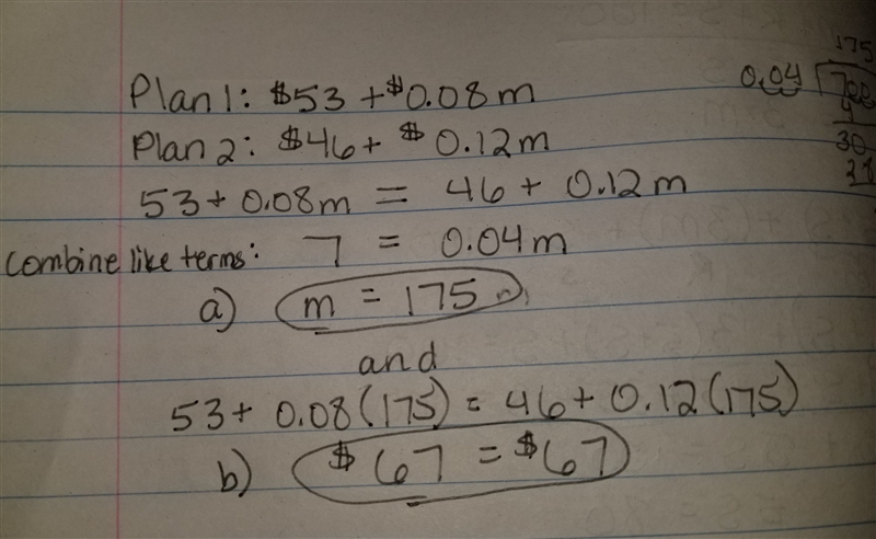 (a.): For what amount of driving do the two plans cost the same? (b.):What is the-example-1