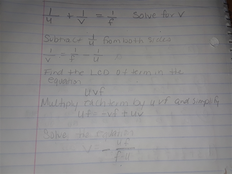 1/u+1/v=1/f solve for v please show work/explain-example-1