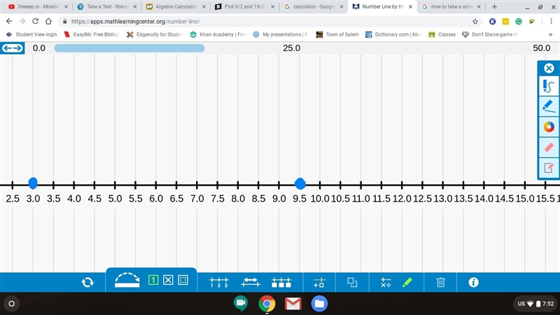 Plot 6/2 and 19/2 on the number line.-example-1