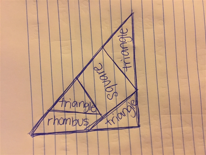 Make a triangle with 5 smaller shapes-example-1