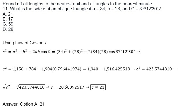 Round off all lengths to the nearest unit and all angles to the nearest minute. 11. What-example-1