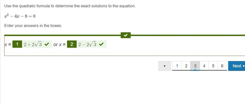 Use the quadratic formula to determine the exact solutions to the equation. x2−4x-example-1