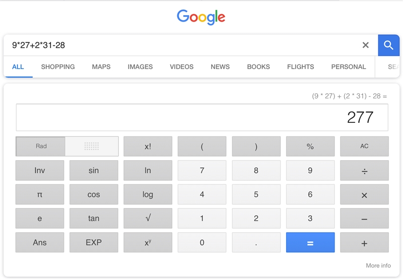 What is the value of n in 9x27+2x31-28=n-example-1