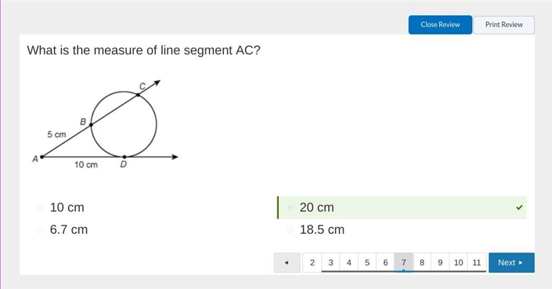 What is AC A. 6.7 cm B. 20 cm C. 10.2 cm D. 10 cm-example-1