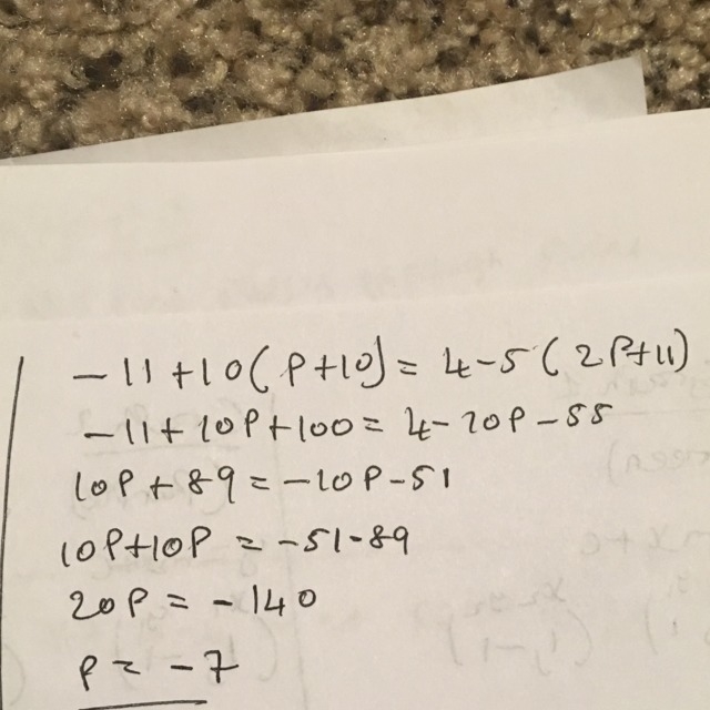 -11+10(p+10)=4-5(2p+11)-example-1