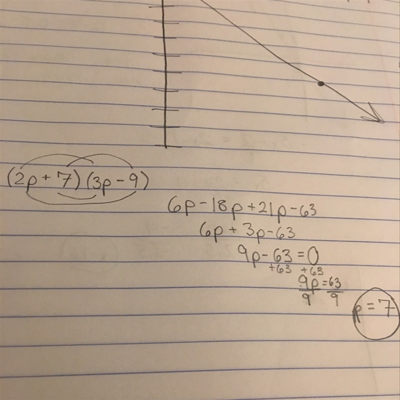 Find product of (2p+7)(3p-9)-example-1