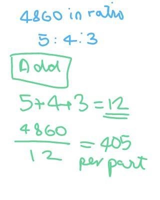 Divide 4860 in the ratio of 5:4:3-example-1