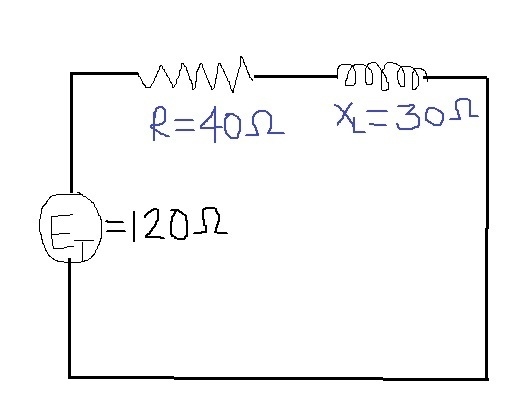 In a series RL circuit, ET = 120 V, R = 40 Ω, and XL = 30 Ω. How much is EL?-example-1