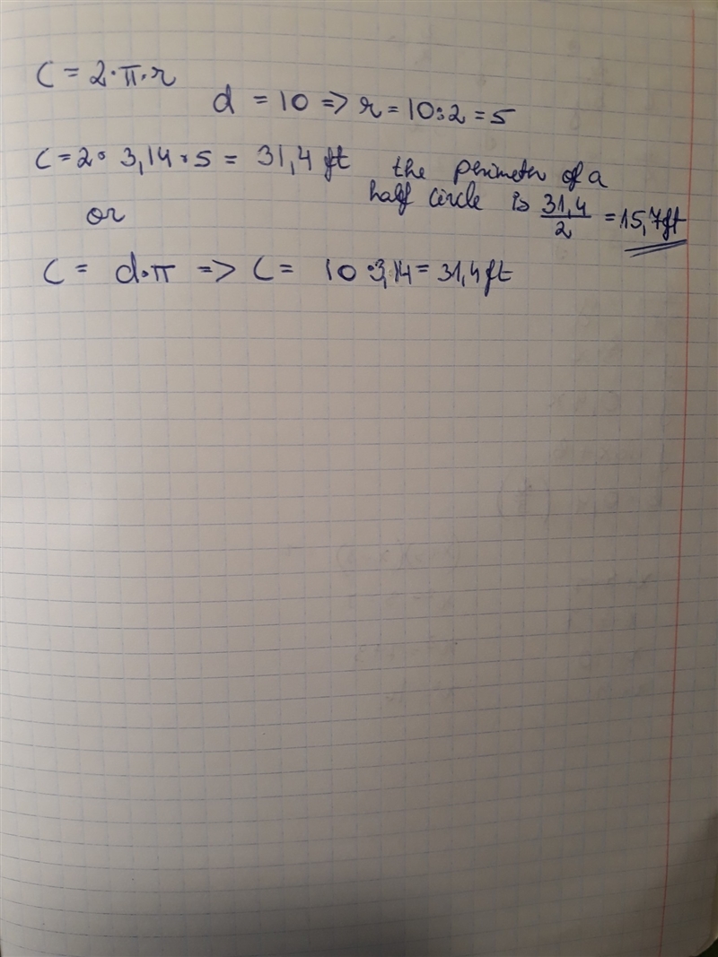 How to find the perimeter of a half circle-example-1