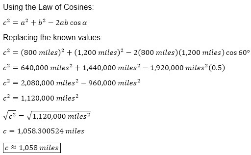 An airplane is at a location 800 miles west of city X. Another airplane is at a distance-example-2