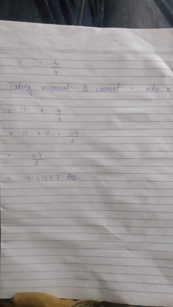 What is 11 divided by 3/4?!?-example-1