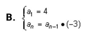 What is the recursive formula for this geometric sequence? 4, -12, 36, -108, ...-example-1