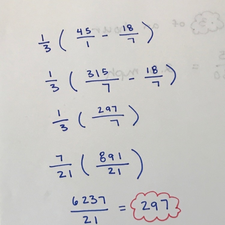 PLZ HELP WITH ALGEBRA 1/3 (45- 18/7) Please put into simplest form-example-1