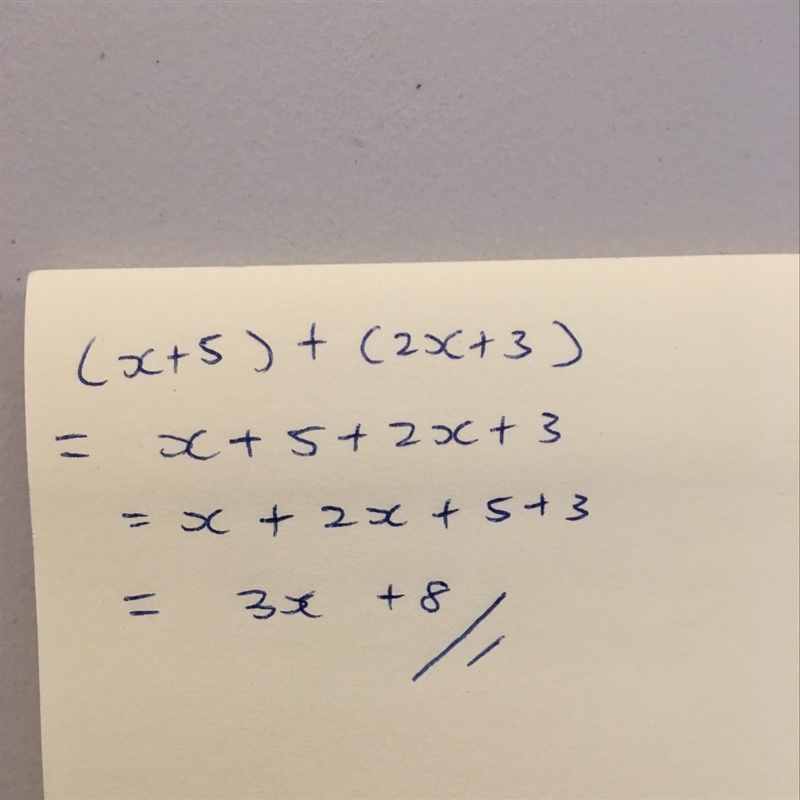 What is the sum of (x+5)+(2x+3)-example-1