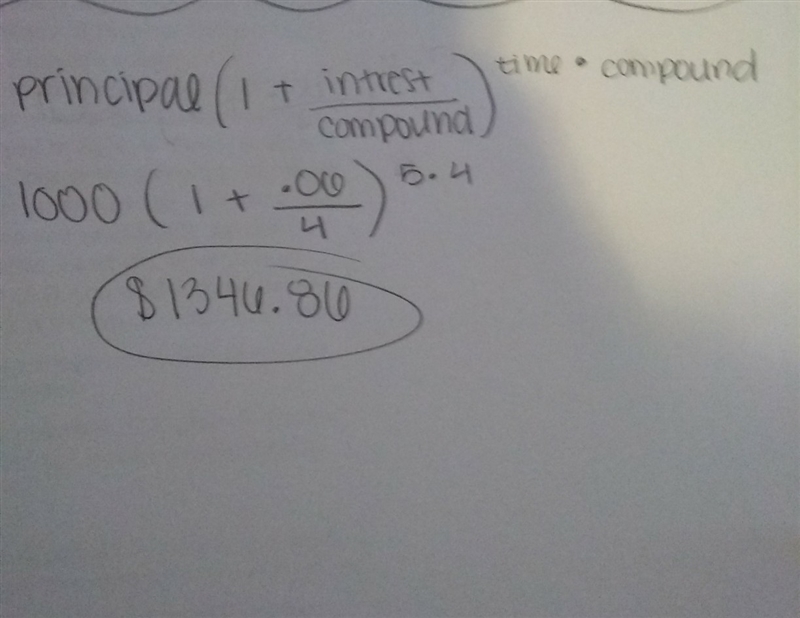 How much money will there be in an account at the end of 5 years is $1000 is deposited-example-1