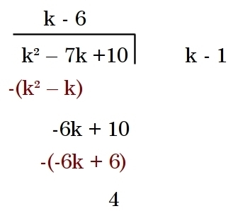 Long Division Really need to know how you solve this please!! show steps (k^(2) - 7k-example-1