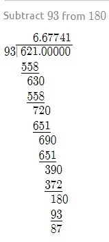 62.1 divided by 9.3, show work-example-1